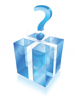 Royalty Free Clipart Image of a Blue Box with Question Mark