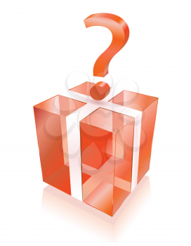 Royalty Free Clipart Image of a Gift Box with Question Mark