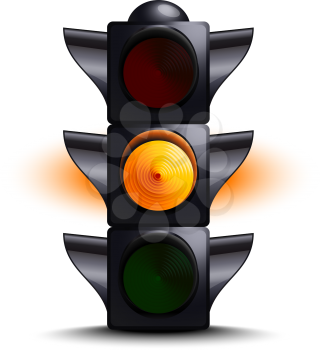Royalty Free Clipart Image of a Yellow Traffic Light
