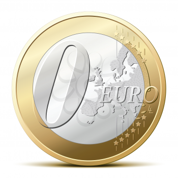 Royalty Free Clipart Image of a Zero Euro Coin