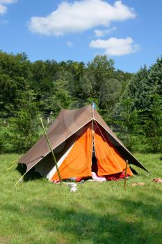 Tent in the countryside, in summer