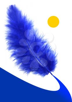 Blue feather landscape illustration.