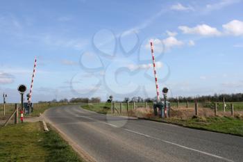 Railway level crossing in the country