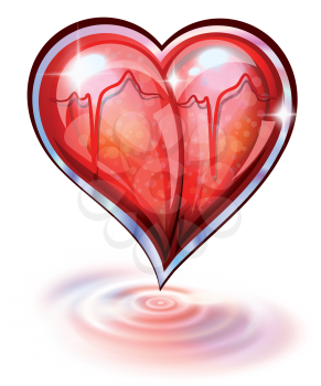 Royalty Free Clipart Image of a Heart of Glass