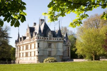 Chateau d'Azay-le-rideau from the garden in Loire Valley, France