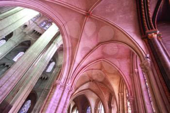 Ambulatory vaults and columns of the cathedral Saint-Etienne, Bourges, Centre-Val de Loire, France