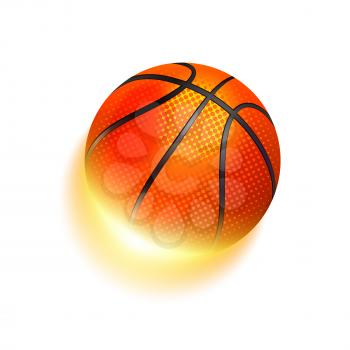 Basketball sport ball in fire. Bright and shiny effects with transparencies.