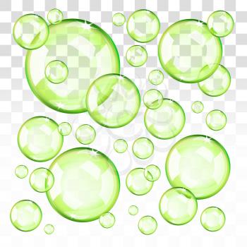Transparent green bubbles. Eps 10 editable, gradients with transparency. Easy to pu over any background.