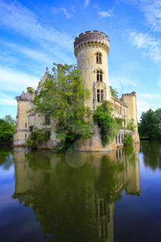 Fairytale ruin of La Mothe-Chandeniers castle in the Nouvelle-Aquitaine region, France, Europe