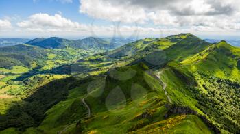 Landscape of volcanic mountains (view from Puy Mary, Massif Central, France)