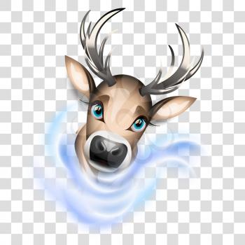 Cute reindeer cartoon illustration with transparency