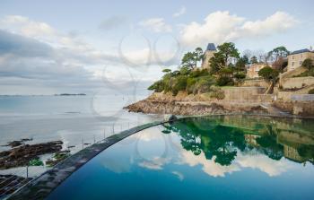 Beach and swiming pool in Dinard, Brittany, France