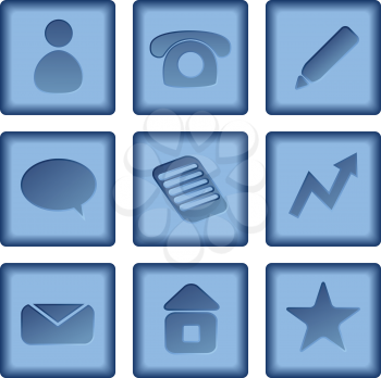 Royalty Free Clipart Image of a Set of Blue Business Icons