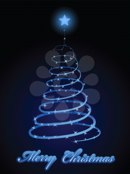 Royalty Free Clipart Image of a Sparkling Christmas Tree Card