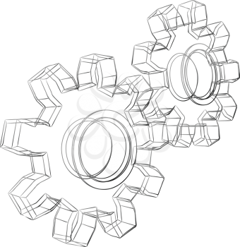 Royalty Free Clipart Image of a Sketch of Cogwheels