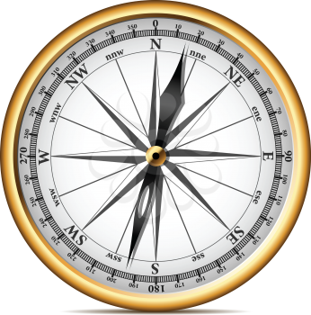 Royalty Free Clipart Image of a Golden Compass