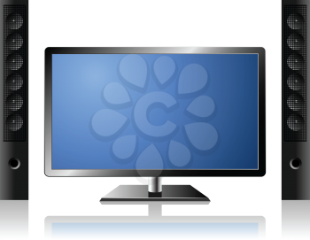 Royalty Free Clipart Image of a Television and Speakers