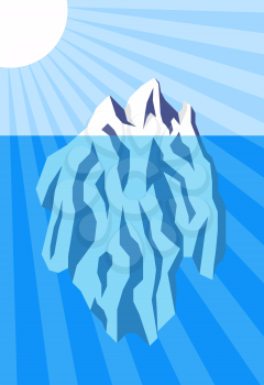 Royalty Free Clipart Image of an Iceberg in Water