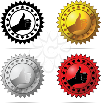Royalty Free Clipart Image of Thumbs Up Labels