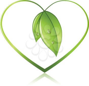 Royalty Free Clipart Image of a Heart Made by Leaves