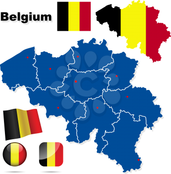 Royalty Free Clipart Image of Flags and Maps of Belgium