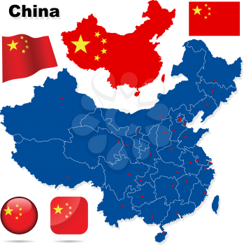 Royalty Free Clipart Image of Maps and Flags of China