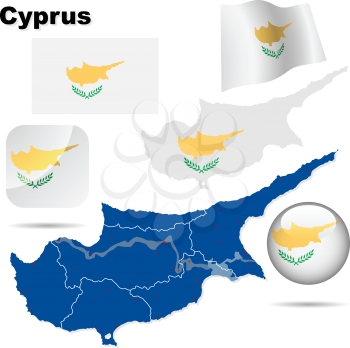 Royalty Free Clipart Image of Flags and Maps of Cyprus