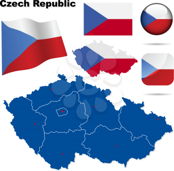 Royalty Free Clipart Image of Flags and Maps of Czech Republic