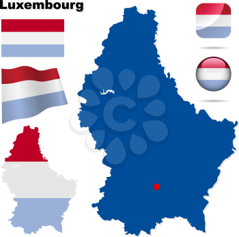 Royalty Free Clipart Image of the Flag and Maps of Luxembourg