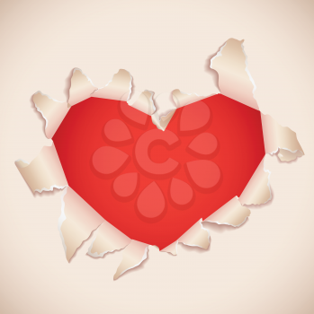 Royalty Free Clipart Image of a Torn Paper Heart
