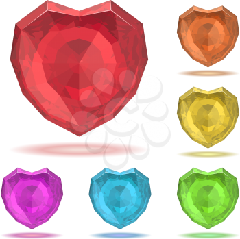 Royalty Free Clipart Image of Ruby Hearts
