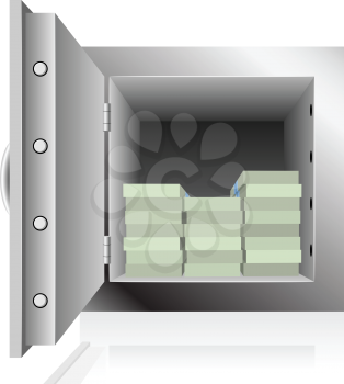 Royalty Free Clipart Image of a Safe Full of Money