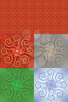Royalty Free Clipart Image of a Set of Seamless Patterns