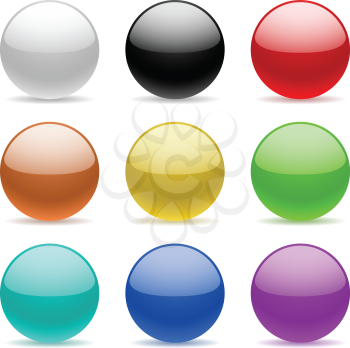 Royalty Free Clipart Image of a Set of Colourful Buttons