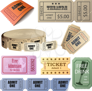 Royalty Free Clipart Image of a Bunch of Tickets