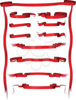 Royalty Free Clipart Image of a Set of Red Banners