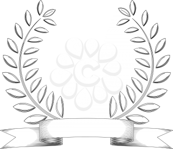 Royalty Free Clipart Image of a Wreath and Banner
