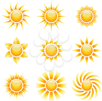 Royalty Free Clipart Image of a Set of Suns