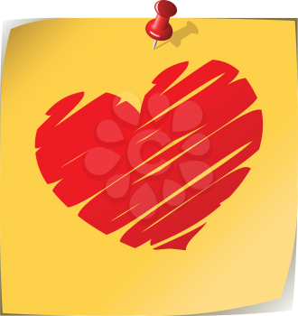 Royalty Free Clipart Image of a Heart on a Note