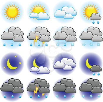 Royalty Free Clipart Image of a Set of Weather Icons