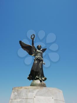 Winged Nike, Greek  goddess of victory, Statue at Rhodes island, Greece.