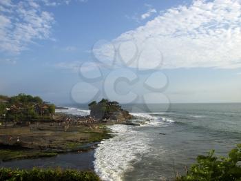 View on Tanah Lot Temple. Bali island ocean coast.