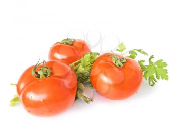 tree red tomatoes on white background