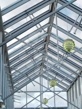 Metal and glass translucent roof zenith skylight structure.