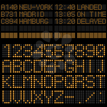 Airport timetable board template – alphabet and figures.