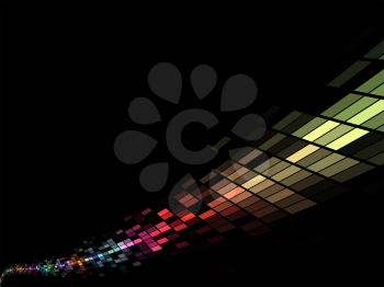 Colorful mosaic stream vector background with black copy space.