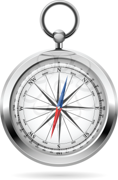 Realistic vector illustration of shiny metal compass.