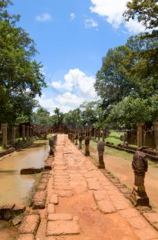 Banteay Srei Temple entrance pathway, Siem Reap, Cambodia.