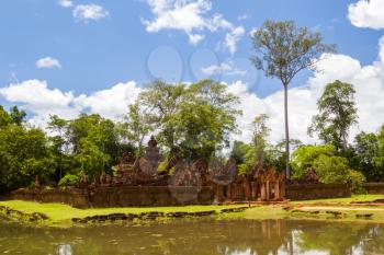 Banteay Srei Temple in sunny day, Siem Reap, Cambodia.