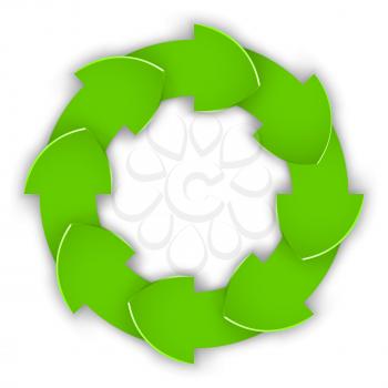 Green curled paper arrows cycle vector design element.
